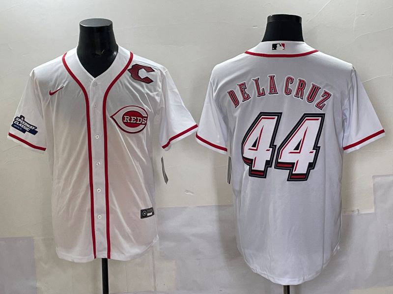 Men 2025 Cincinnati Reds #44 Delacruz White Joint Name Nike MLB Jersey style 08->cincinnati reds->MLB Jersey